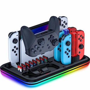 Switchコントロー ラー ジョイコン用 充電スタンドSwitch ＆ Switch 有機ELに対応RGBライト搭載 充電収納 一体型 多機能充電器 Switch コ