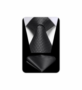 [送料無料]HISDERN フォーマル 黒 ネクタイ セット メンズ ビジネス ネクタイ チーフ セ