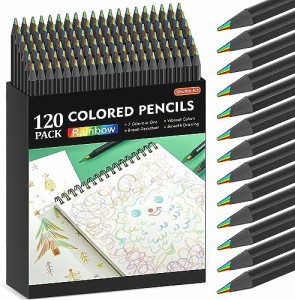 Shuttle Art 色鉛筆 120本セット カラフル 虹色鉛筆 レインボー 多色鉛筆 7色芯 鮮やか イラスト デザイン デッサン 落書き 大人の塗り絵