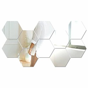 Wayocfei 壁掛けミラー 3D六角形 壁 貼り付け インテリア 姿見 全身鏡 DIY 反射板 全身鏡 自由組合 取り付け簡単 小型 壁鏡 トイレ鏡壁掛