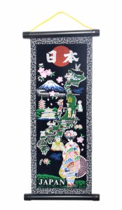 新 日本のお土産 掛け軸 地図・舞妓 豆(縦41×横18ｃｍ) 日本製