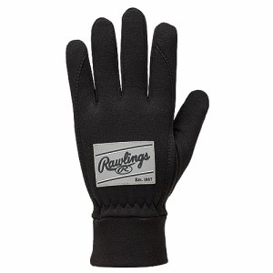 ローリングス(Rawlings) 野球用 大人用 防寒 パッチロゴフリース手袋 EAC13F02 ブラック/グレ- サイズ フリー