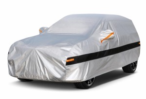 Holthly 10層SUV100%防水しーとカバー、車カバー裏起毛防水通気性防雪防塵防輻射紫外線屋外ボディカバー、ボルボXC60、メルセデス・ベン