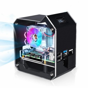 GeeekPi ミニタワーナーズキット Raspberry Pi ミニタワー NAS キット PWM RGB ファン付き Raspberry Pi ICE タワークーラー M.2 SATA SS