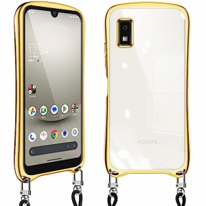 AQUOS Wish 3 ケース ショルダー クリア wish3 スマホケース アクオス ウィッシュ3 SH-53D カバー 耐衝撃 肩掛け 首掛け 可愛い かわいい