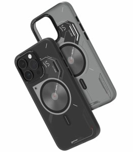 Aulumu A15 TPU i Phone 15 Pro用 磁気ケース - IMDテクノロジー - Magsafe アルミ合金カメラフレーム 半透明 - ブラック