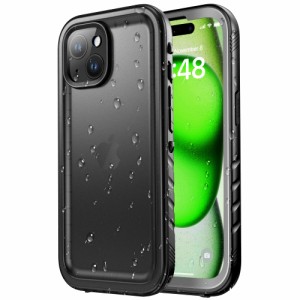 SPORTLINK i Phone 15 Plus 用 防水ケース i Phone 15 Plus 用 耐衝撃 ケース 完全防水 IP68防水等級 防雪 防塵 耐衝撃 360°全面保護 QI