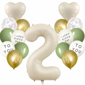 Iysoll 数字 バルーン 大きい 誕生日 飾り付け 風船 くすみカラー ナンバーバルーン バースデー バルーン 2歳 誕生日お祝い シンプル (オ