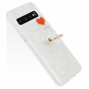 JOOBOY Galaxy s10 用 ケース SC-03L SCV41 ケース リング付き かわいい ハート柄 レンズ保護 tpu ソフト シェルパター 耐衝撃 スリム お