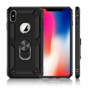 i Phone X i Phone XS に適用する ケース リング付き 車載ホルダー対応 指紋防止 スタンド機能 落下防止 衝撃吸収 耐衝撃 頑丈 二重構造 