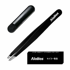 AioBos 毛抜き 先斜め 先平 先丸 ピンセット 超薄型先端 高精密ピンセット 眉毛抜き 男女兼用 収納カバー 簡単/正確 (先斜めタイプ)