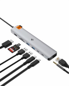 Spigen USB-C Type-c ハブ 9in1  100W PD / 4K対応HDMI出力ポート / lan 1Gbps イーサネット/ 5Gbps データ転送 USB-C ＆ USB-A 2ポート 