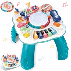 Jecimco 音楽おもちゃ 子供 多機能 ミュージカルテーブル 子ども 早期開発 ビーズコースター ルーピング 知育玩具 ピアノ・鍵盤楽器の玩
