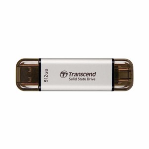 トランセンド ポータブルSSD 512GB 高速 最大1050 MB/s 超小型,軽量11g Type-A/Type-C 両対応 PS4/PS5 動作確認済 USB 10Gbps シルバー T