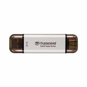 トランセンド ポータブルSSD 2TB 高速 最大1050 MB/s 超小型,軽量11g Type-A/Type-C 両対応 PS4/PS5 動作確認済 USB 10Gbps シルバー TS2