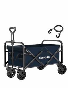 Aomoso キャリーワゴン折りたたみ式キャリーカート アウトドア用キャリーワゴン 軽量 大容量100L 耐荷重100kg 収納ポケット付 コンパクト