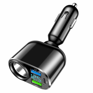 【PD30W/Super 100W】BELIYO for 1増設ソケット シガーソケット usb 車 電圧計 シガーソケット usb 充電器 車用【QC3.0+PD30Wポート】車