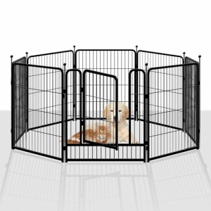 80*80cm*8枚ペットフェンス 大型中型犬用ペットサークル 組立簡単 折り畳み式 スチール製複数連結可能 室内室外兼用 犬小屋 ペット用品