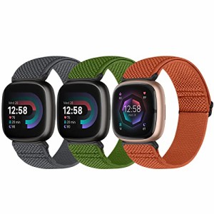 Bcuckood 交換用時計バンド Fitbit Versa 4/Sense 2/Versa 3/Sense バンド レディース メンズ 伸縮性ナイロン ソフト 調節可能 伸縮性