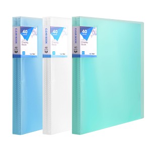 XUCHUN クリアファイル A4 40ポケット ３冊セット 色：ブルー グリーン 透明