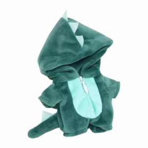 niannyyhouse　10cm ぬいぐるみ 服　恐竜 サメ ジャンプスーツ　カバーオール　着せ替え　綿人形　アクセサリー (green)