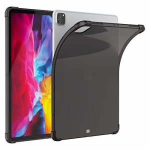 Asgens iPad Pro 12.9 インチ 2020 ブラッククリアケース、シリコンケース 柔軟なソフト TPU シリコン保護カバー 2020 iPad Pro 12.9 イ