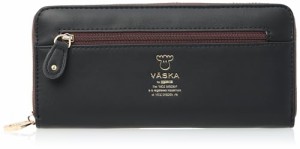 モズ VASKA 大容量 薄型 ウォレット 小銭入れ VS-0031 VASKA by ヴェスカ ラミリス・ファスナー長財布 VS-0031 レディース ブラック