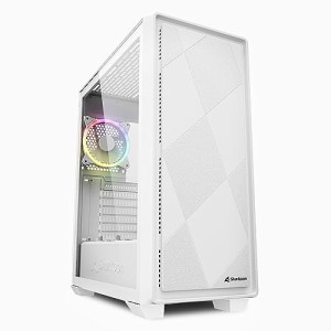 Sharkoon ミドルタワーPCケース VS8 RGB ホワイト チェッカーフラグ風フロントパネル ATX/Micro ATX/Mini-ITX規格対応 120mmファン2基/12