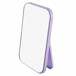 VOCOSTE デスク折りたたみ化粧鏡 ドレッシングデスク ベッドルーム HDスクエア 旅行用携帯ミラー 女の子 女性用 20x14 cm 紫