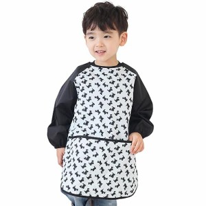 プリエ 子供用 キッズ ユニセ ックス 防水 絵画 スモック エプロン1歳-10歳用 (S-XXL size), Black Puppy (34-XXL)