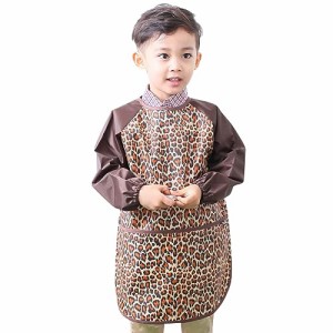 プリエ 子供用 キッズ ユニセ ックス 防水 絵画 スモック エプロン1歳-10歳用 (S-XXL size), Brown Animal (10-L)