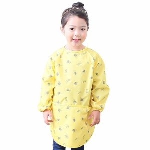 プリエ 子供用 キッズ ユニセ ックス 防水 絵画 スモック エプロン1歳-10歳用 (S-XXL size), Yellow Bear (05-XXL)