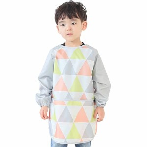 プリエ 子供用 キッズ ユニセ ックス 防水 絵画 スモック エプロン1歳-10歳用 (S-XXL size), Lime Triangle (11-XL)