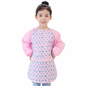 プリエ 子供用 キッズ ユニセ ックス 防水 絵画 スモック エプロン1歳-10歳用 (S-XXL size), Pink Puppy (22-S)