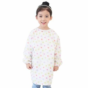 プリエ 子供用 キッズ ユニセ ックス 防水 絵画 スモック エプロン1歳-10歳用 (S-XXL size), Pastel Dot (41-XXL)