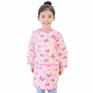 プリエ 子供用 キッズ ユニセ ックス 防水 絵画 スモック エプロン1歳-10歳用 (S-XXL size), Pink Ribbon (39-XXL)