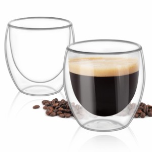 ComSaf ダブルウォール グラス タンブラー グラス コップ 250ml 二重構造 保温 保冷 耐熱 コーヒーカップ コーヒー ミルク ジュース 電子