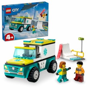 レゴ(LEGO) シティ 救急車とスノーボーダー おもちゃ 玩具 プレゼント ブロック 男の子 女の子 子供 4歳 5歳 6歳 救急車 スケボー スケー