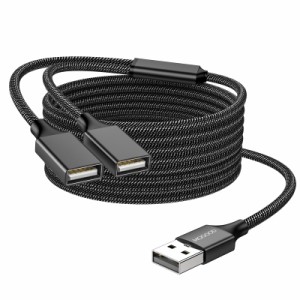 MOGOOD USB分岐器、USB分岐器1進2出アダプタ充電/データ伝送のためのダブルUSB 2.0電源ケーブル拡張ダブルUSBポート拡張ハブノートパソコ