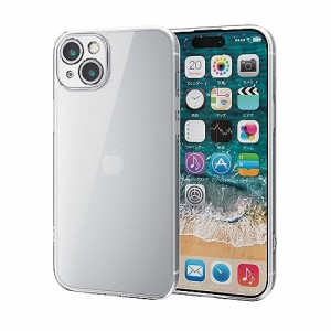 エレコム i Phone15 Plus ケース カメラ保護 耐衝撃 衝撃吸収 ハイブリッド素材 四つ角エアークッション ストラップホール付き カメラ・