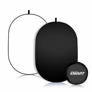 EMART 背景布 白布/黒布2in1 折り畳み式 リバーシブル 150x200cm 撮影用 ブラックスクリーン ホワイトスクリーン 写真用 両面 楕円形パネ