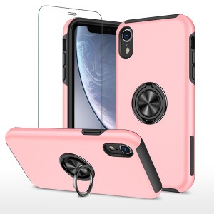 i Phone 10R/XR ケース用 i PhoneXR i Phone10R スマホケース + iPXR ？化 ガラ ス フィルム リング付き スタンド機能 携帯ケース 耐衝撃