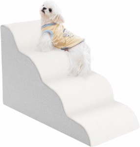 Uross犬用階段小型犬用-犬用ステップ階段スロープ高いベッドソファ、高密度発泡ペット用ステップ階段犬がベッドに乗るために、4段猫わん