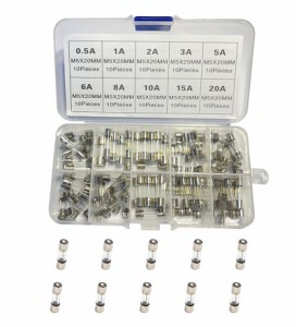 【直観的なガラス管ヒューズ】0.5A/1A/2A/3A/5A/6A/8A/10A/15A/20A ヒューズセット、透明ガラス管、簡単取り替え、幅広い用途に適用可能