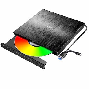 外付けdvdドライブ 【USB3.0＆Type-C両用・高速版】 cd dvdドライブ 外付け 静音 dvdドライブ 外付け cdドライブ 外付け 内蔵ケーブル バ