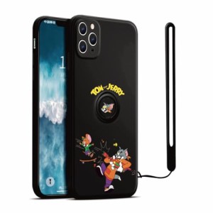 i Phone 7/8Plusケース リング付きスマホケース ストラップ付き スマホカバー トムとジェリー キャラクター シリコン 落下防止 ストライ