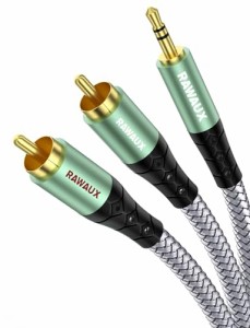 RAWAUX RCA to 3.5mmケーブル 3.5mm オス to 2RCAオス ステレオオーディオケーブル フォノ to 3.5mmジャック コード 赤白 Aux Yアダプタ