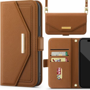 NODALA i Phone15 ケース 手帳型 アイフォン15 スマホケース 財布型 ショルダー あいふぉん15 携帯ケース 肩掛け 斜めがけ カバー 手帳型