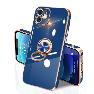 i Phone 12 ケース リング付き イフォン12 リング TPU カバー 全面保護 耐衝撃 スマホケース 360°回転 スタンド機能 携帯カバー 車載ホ