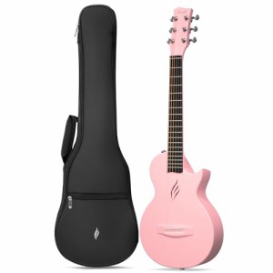 Enya Nova Go Mini アコースティックギター・カーボン一体成型1/4サイズミニギター初心者キット、ギターケース付属（ピンクPink）